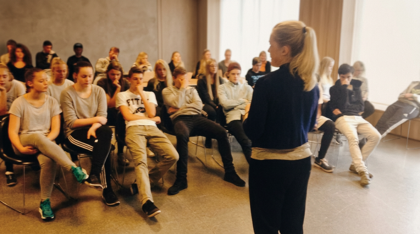 Mathilde Klint holder foredrag på Brøndby Gymnasium
